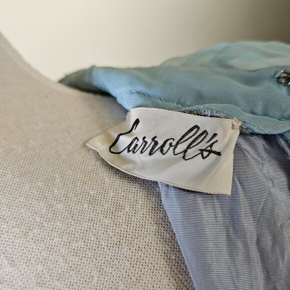 Vintage 70s Carroll's Blue Chiffon Pleated Babydoll Tent Trapeeze Mini Dress S - Picture 11 of 11